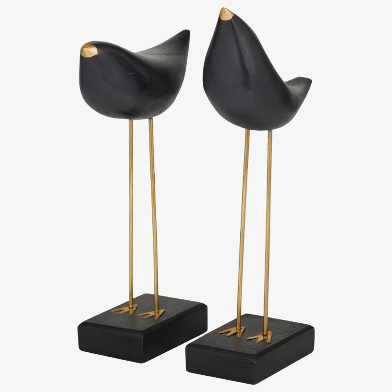 Set-esculturas-pájaro-madera-negra-hechas-mano