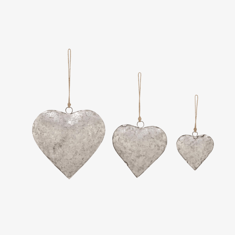 Set 3 Corazones Plateados