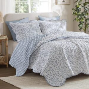 Juego de colcha estampada Darcy de 3 piezas, Azul, Full/Queen